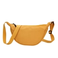 Bright yellow nylon crescent crossbody bag with adjustable strap and zipper closure - Yellow
