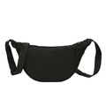 Classic black nylon crescent crossbody bag with adjustable strap and zip closure - Black