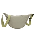 Waterproof nylon crescent crossbody bag in sage green with adjustable shoulder strap - Green
