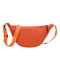 Vibrant orange nylon crescent crossbody bag with adjustable strap and top zipper closure - Orange