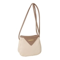 Stijlvolle tweekleurige bucket bag met lychee-textuur en goudkleurige details - Wit
