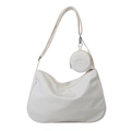 Bolso bandolera de nylon blanco con monedero pequeño redondo y logotipo en relieve - Blanco