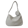 Bolso bandolera de nailon gris claro con parche de moda y monedero pequeño redondo - Verde