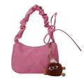 Sac bandoulière plissé rose chic avec broderie papillon et charmant pompon en peluche - Avec Pendentif / Rose rose