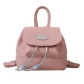 Pink vintage faux leather backpack with silver logo plaque and bead accents - Pink Without Charm