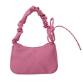 Sac sous le bras rose doux avec broderie papillon et bandoulière froncée style nuage - Sans Pendentif / Rose rose