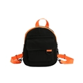 Mini mochila de lona en contraste negro y naranja con bolsillo frontal con solapa - Negro