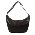 Sac bandoulière demi-lune marron foncé en cuir PU brillant avec bandoulière réglable - Marron