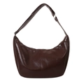 Sac hobo vintage en cuir PU marron foncé avec bandoulière réglable et fermeture éclair - Brun Foncé