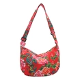 Sac hobo avec motif traditionnel de pivoine et bandoulière réglable sur fond blanc - Rouge