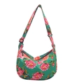 Sac bandoulière style dumpling vert avec motifs floraux traditionnels chinois - Vert