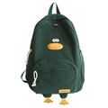 Dunkelgrüner Cord-Rucksack in süßer Entenform mit 3D-Schnabel und gelben Entenfüßen - Grün