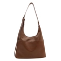 Bolso hobo marrón de cuero sintético con bolsillo frontal y correa ajustable - Marrón