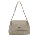 Vintage light brown chain hobo bag in soft faux suede with a minimalist trapezoid shape - Light Gray
