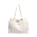 Borsa tote in velluto a coste bianco con tasche laterali e bottone automatico - Bianco