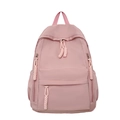 Zaino rosa in nylon impermeabile ad alta capacità con tasche multiple e lacci zip - Rosa