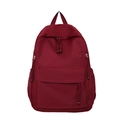 Zaino in nylon bordeaux con scomparto principale e tiranti della zip intrecciati - Rosso