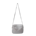 Sparkling silver rhinestone crossbody square bag with metallic chain and zipper closure - Silver