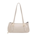 Borsa a baguette in pelle PU bianco crema con doppie tracolle e fibbie in metallo oro - Bianco