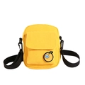Vibrant yellow canvas crossbody phone bag featuring a cute orange astronaut patch - Yellow