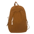 Brown corduroy school backpack for girls with vintage texture and tassel zippers - Brown Without Doll