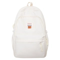 Minimalist cream yellow backpack with fashion label and large capacity for school students - White
