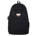 Zaino nero minimalista grande capacità con etichetta fashion colorata e icona smile arancio - Nero