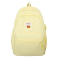 Zaino grande giallo pastello per studenti con etichetta fashion e logo smile centrale - Giallo