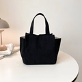 Minimalistische schwarze Cord-Einkaufstasche mit Längsstreifen auf weißem Tisch - Ohne Anhänger / Schwarz