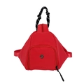Borsa a tracolla triangolare in nylon rosso con manico in corda intrecciata e logo argento - Rosso