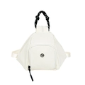 Three-way large nylon commuter bag in white with unique woven handles and metal logo - White