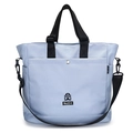 Sac cabas en nylon bleu clair avec poignées noires et bandoulière réglable pour femme - Bleu