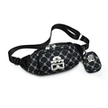 Sac banane noir avec motif monogramme argenté et petit porte-monnaie amovible - Noir