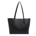 Grand sac fourre-tout en cuir noir avec de longues anses sac à bandoulière chic pour femme - Noir