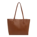 Sac fourre-tout classique en cuir marron de grande capacité pour le look chic des femmes - Fauve