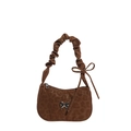Borsa hobo leopardata con fibbia a farfalla argentata e tracolla con dettagli plissettati - Marrone