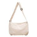 Large cream nylon tote bag with adjustable strap and casual pleated texture design - Off White