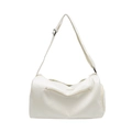 Borsa a cilindro bianca in nylon impermeabile con tracolla regolabile e tasca - Bianco Sporco