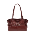 Borsa tote in pelle bordeaux lucida con fibbia in metallo e tracolla regolabile - Rosso