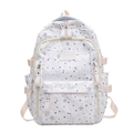 White school backpack with star patterns and large capacity for female students - Off White