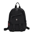 Versatile black waterproof nylon backpack with fashion M logo and secure buckle closures - Black