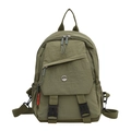 Versatile army green waterproof nylon backpack with adjustable straps and side pockets - Green