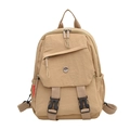 Versatile light khaki nylon backpack with adjustable straps and front zip pocket - Khaki