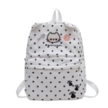 Sac à dos japonais blanc avec motif étoiles et chat, broderie mignonne en toile durable - Sans Pendentif / Blanc Cassé
