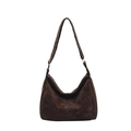 Retro matte large tote bag in dark brown leather with adjustable shoulder strap - Coffee (No Pendant)