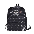 Sac à dos noir imprimé étoiles blanches avec broderie chat mignon pour filles et femmes - Sans Pendentif / Noir