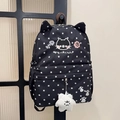 Sac à dos chat noir mignon avec motifs d'étoiles et pendentif en peluche pour élèves - Avec Pendentif / Noir