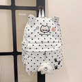 Sac à dos en toile blanc avec étoiles, oreilles de chat et pendentif étoile doux - Avec Pendentif / Blanc Cassé