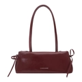 Dunkelrote Vintage Baguette-Tasche aus Kunstleder mit Schleifen und Schultergurt - Rot