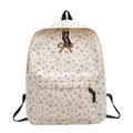 Schulrucksack aus Cord in Beige mit braunen Schleifen- und Herzmustern für Damen - Cremeweiß (Stil 2/Ohne Anhänger)